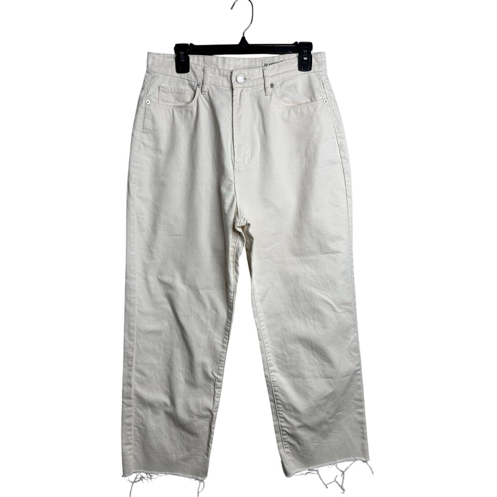 BlankNYC The Baxter Ribcage Straight Leg Jeans Cream Raw Hem 29